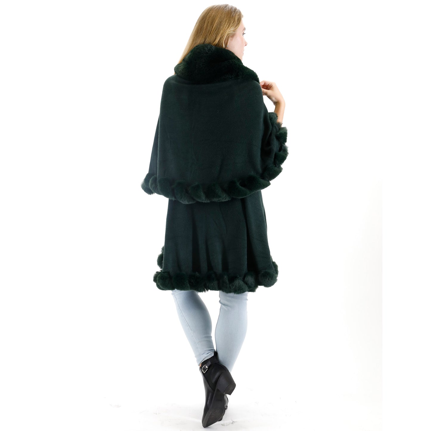 Solid Color Fur Double Layer Poncho SH925. (2PC)