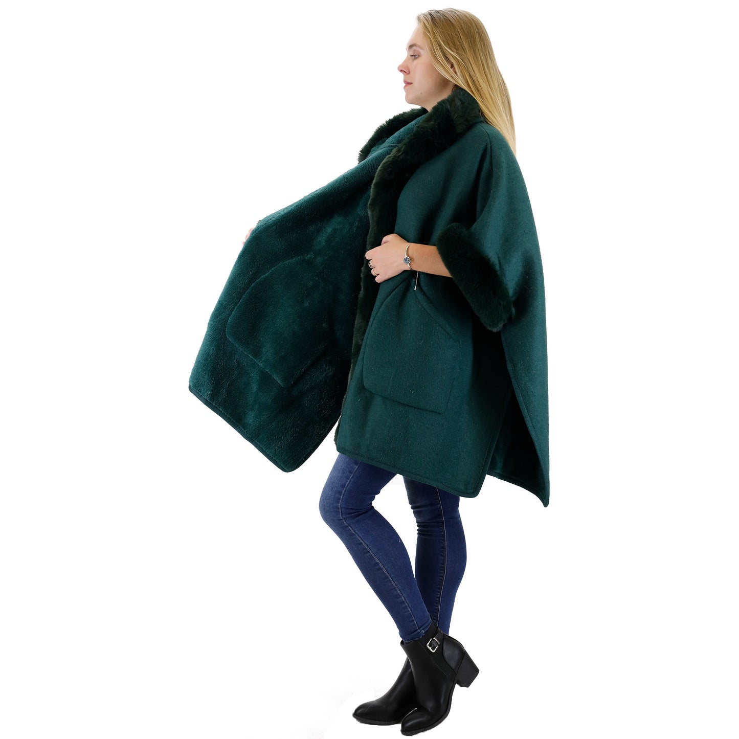 Fur Pocket Hoodie Shawl P4028 (1PC)