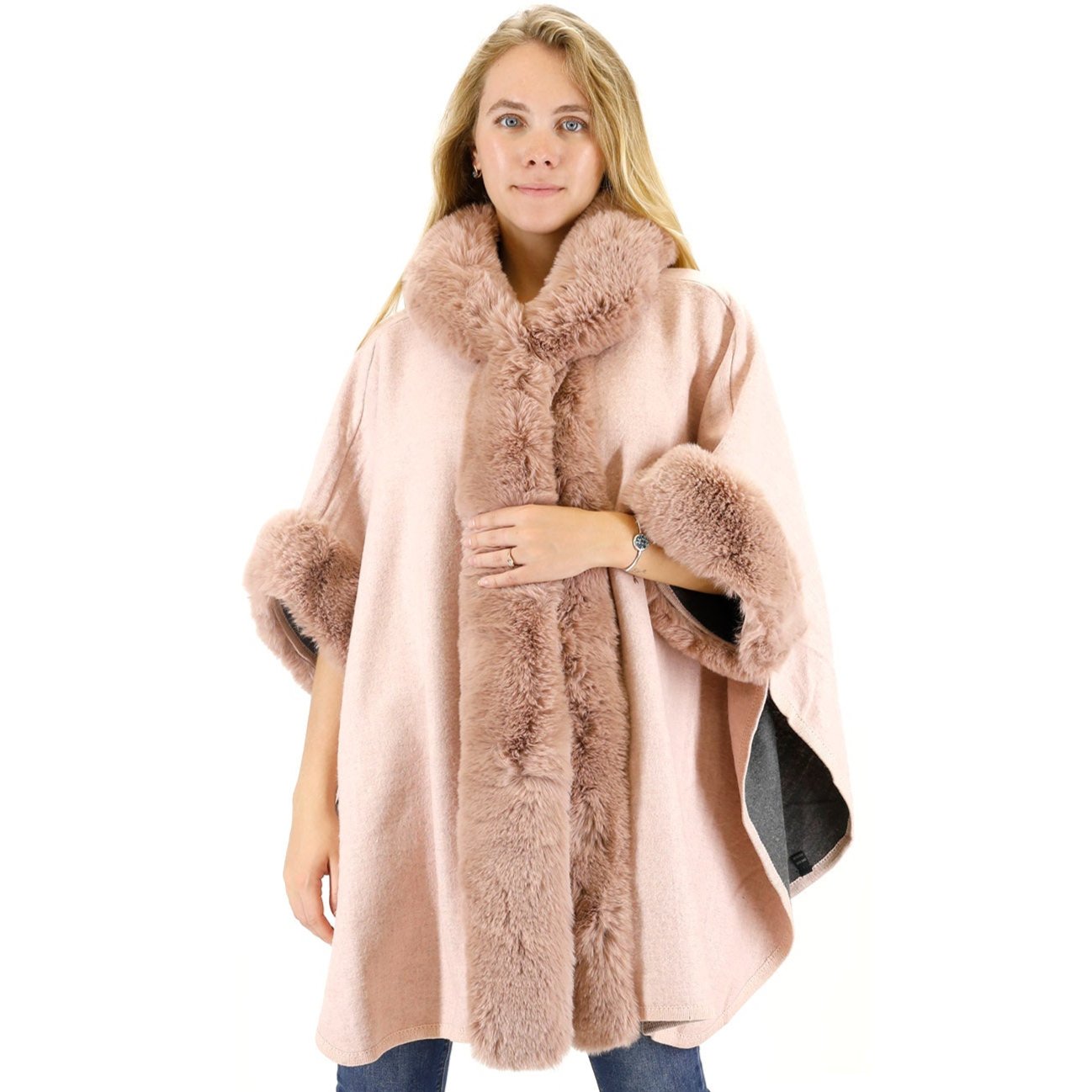 Fur Hoodie Shawl P183 (3PC)