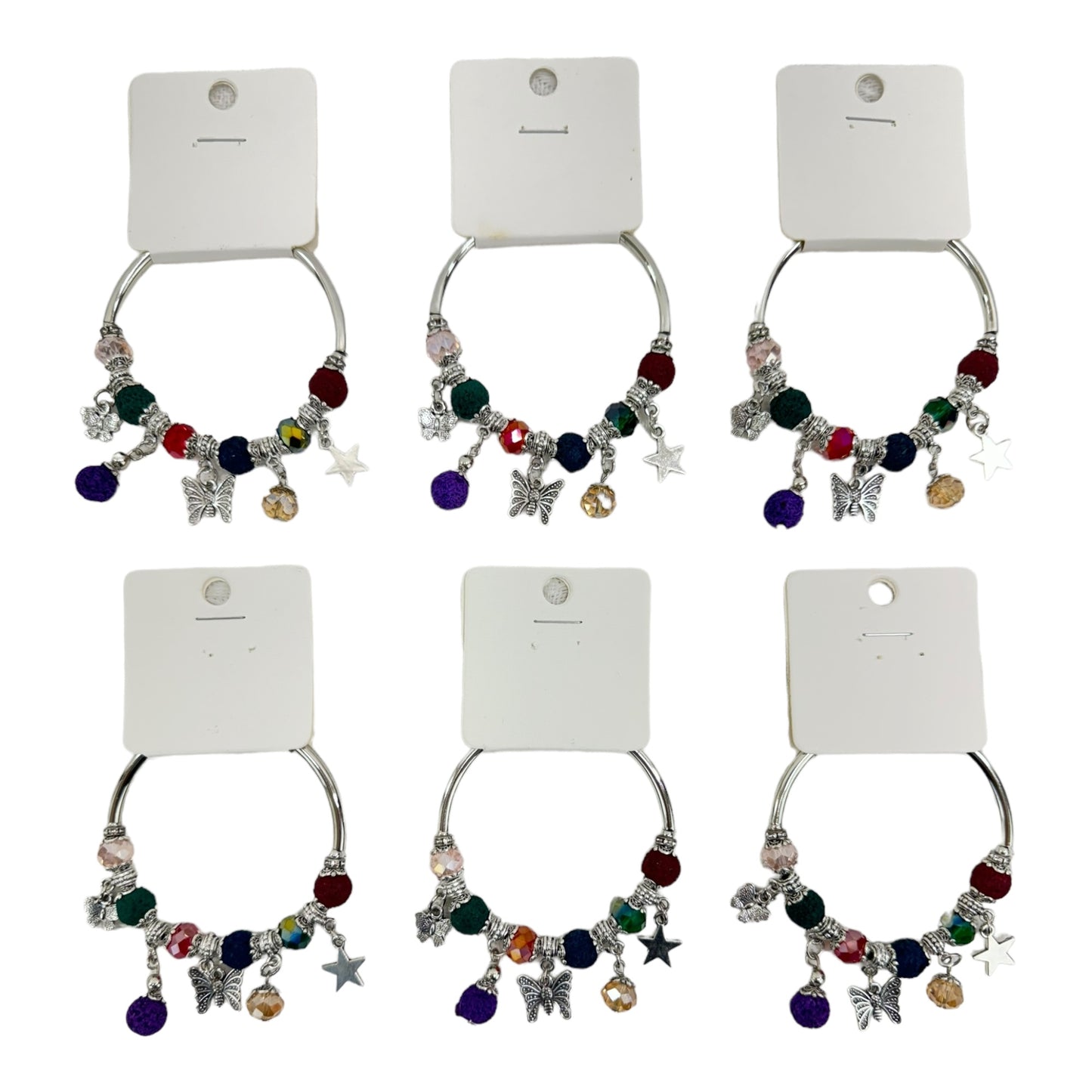 Butterfly Charm Stretch Bangle Bracelet BR4218-4-C (12PC)