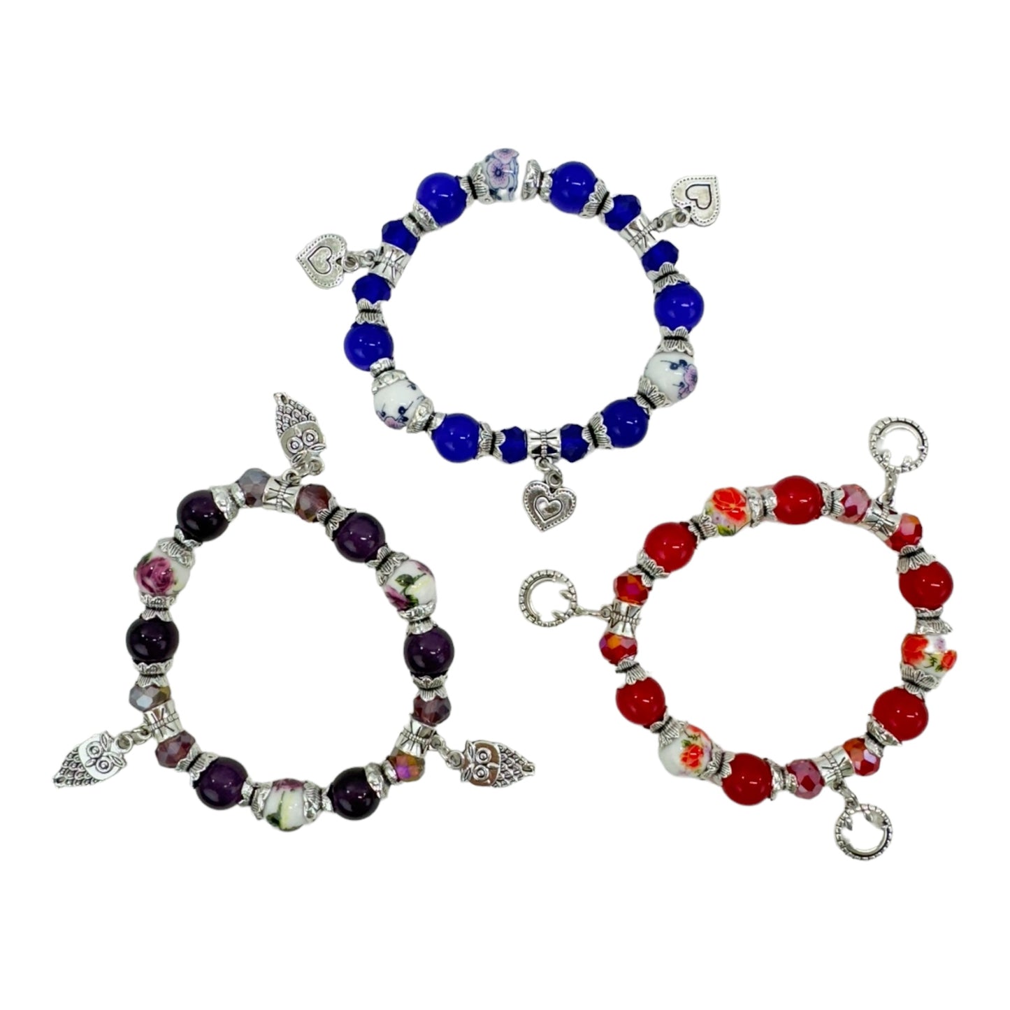 Natural Stone Multi Charm Bracelet BR4226-8 (12PC)