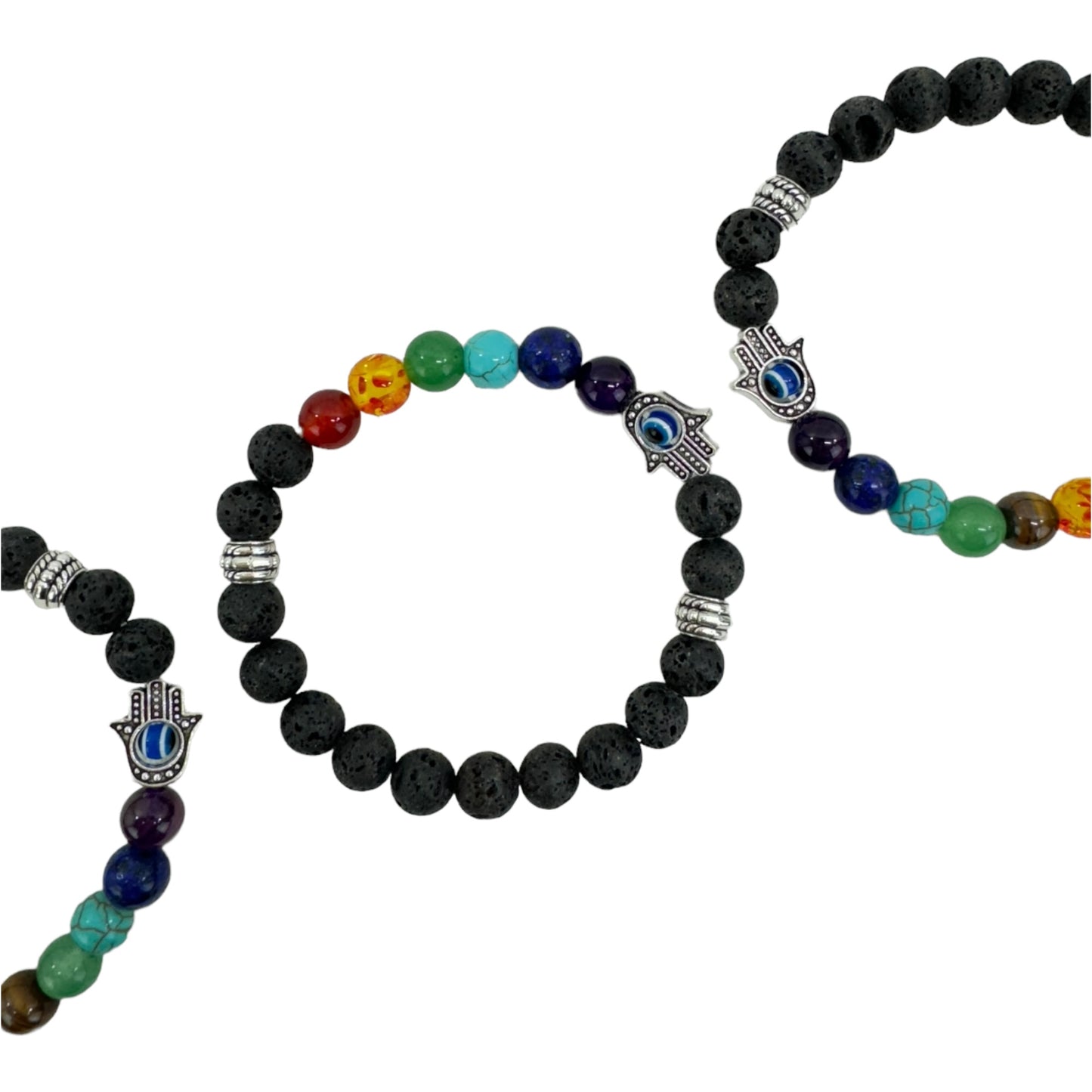 Lava Stone 7 Chakra Healing Bracelet BR4220-2 (12PC)