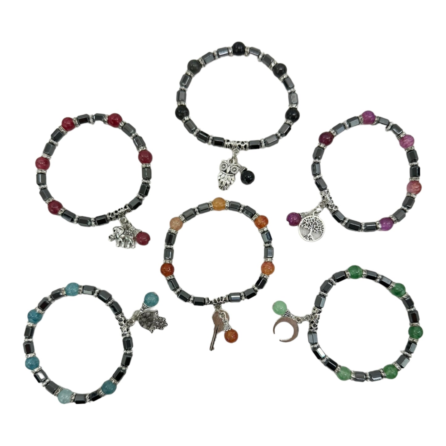Natural Stone Charm Bracelet BR4225-1 (12PC)