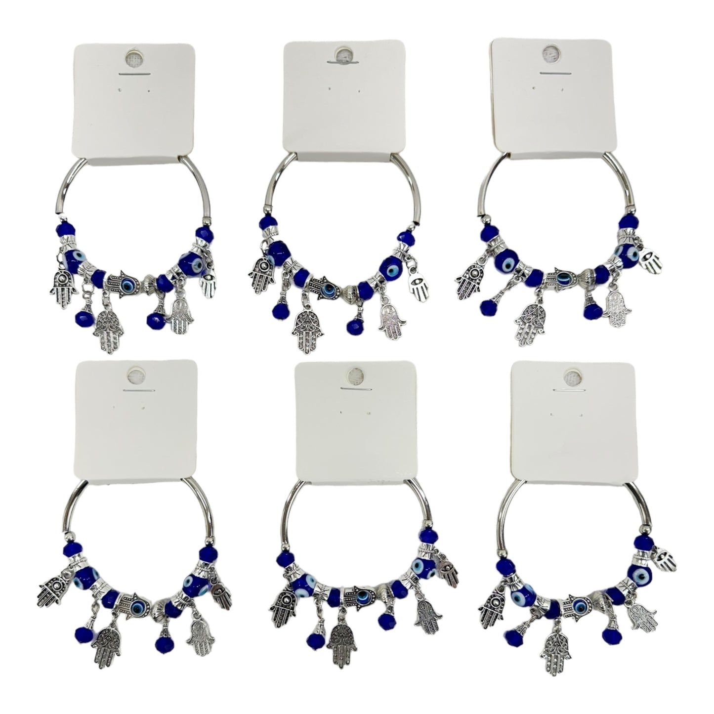 Evil Eye Charm Stretch Bangle Bracelet BR4218-3 (12PC)