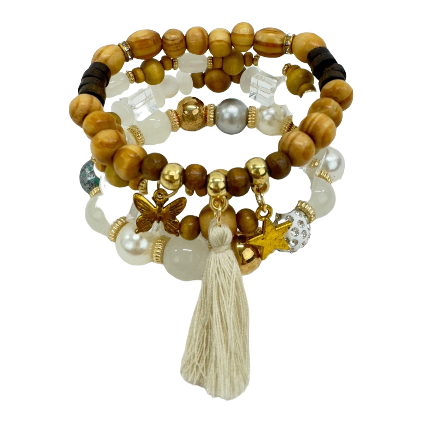Natural Stone Star Charm Bracelet Set BR4228-8 (12PC)