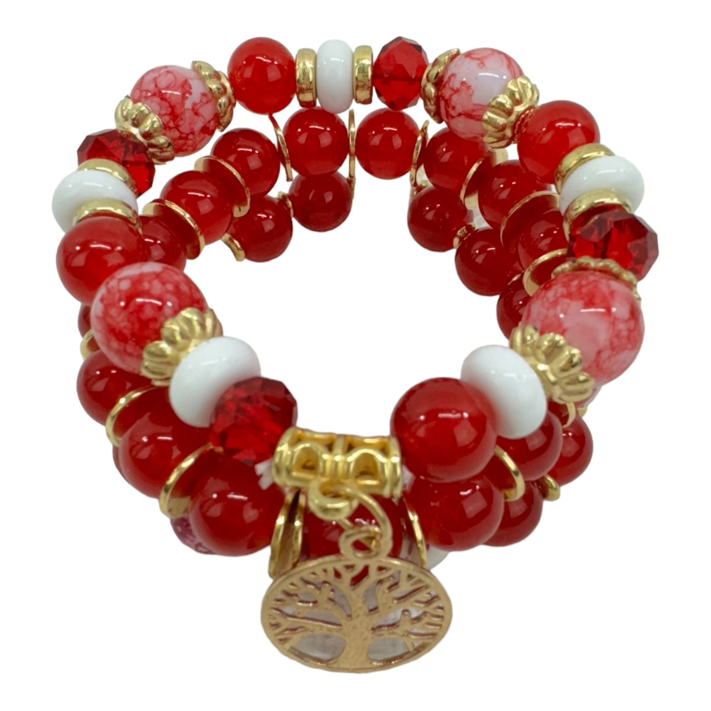 Natural Stone the Tree of Life Charm Bracelet Set BR4228-11 (12PC)