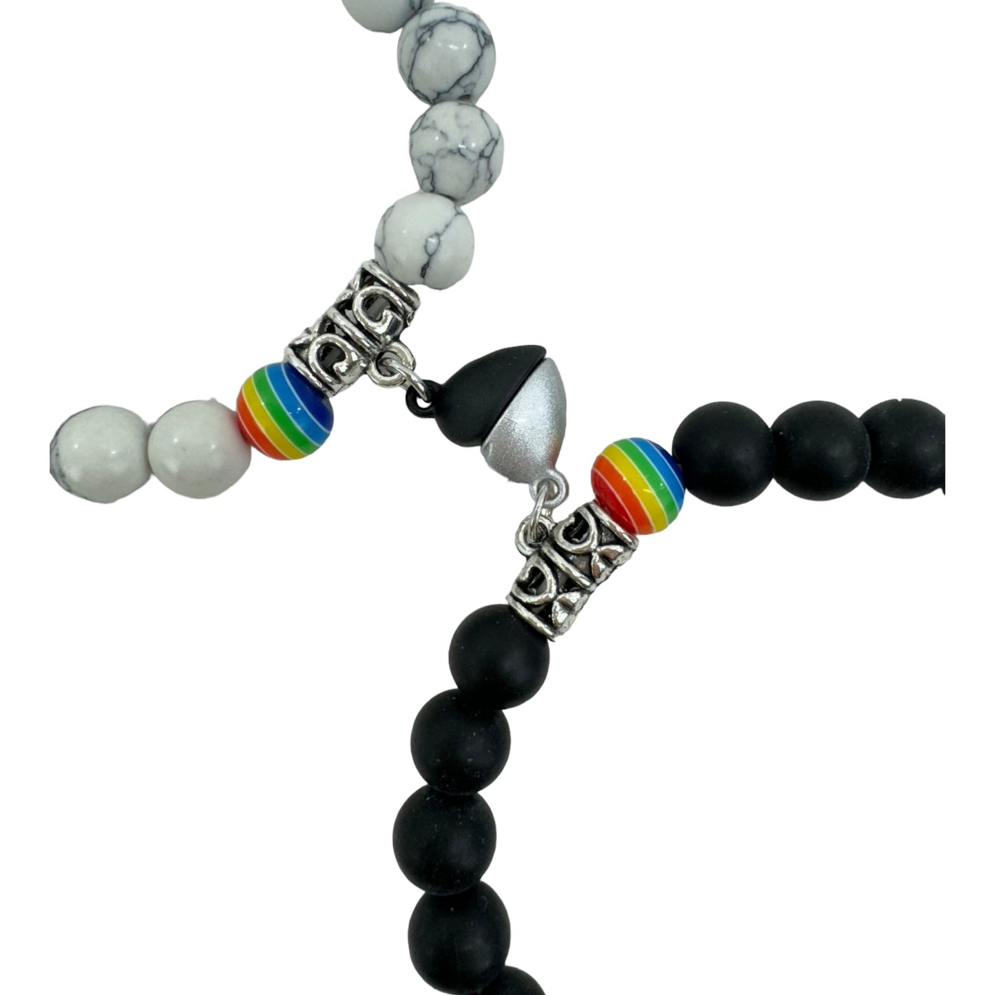 Natural Stone Magnetic Couples Friendship Bracelet BR4214-1.(12PC)