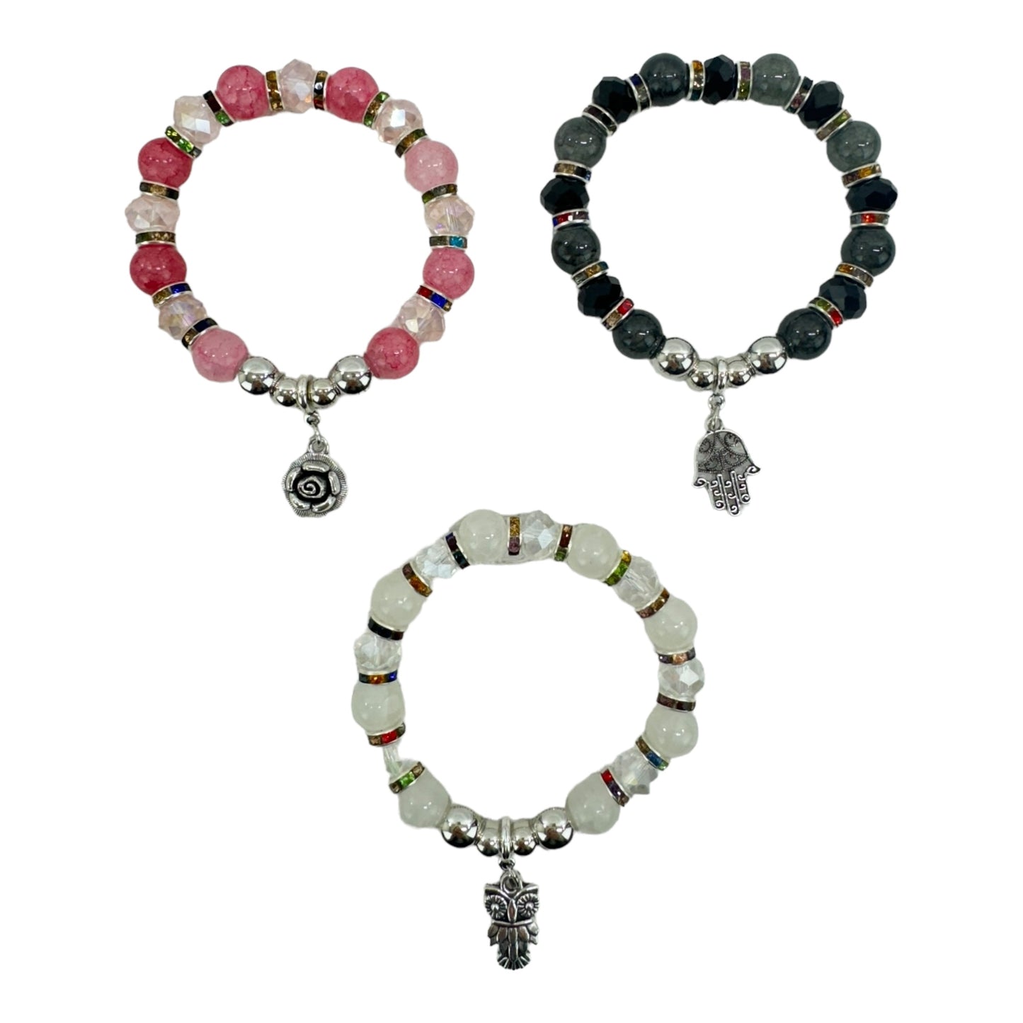 Natural Stone Charm Bracelet BR4225-3 (12PC)