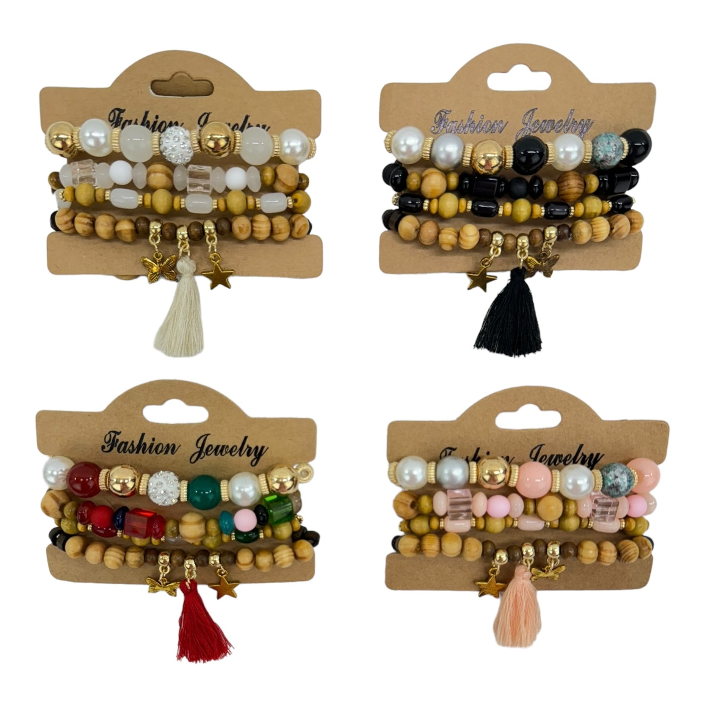Natural Stone Star Charm Bracelet Set BR4228-8 (12PC)