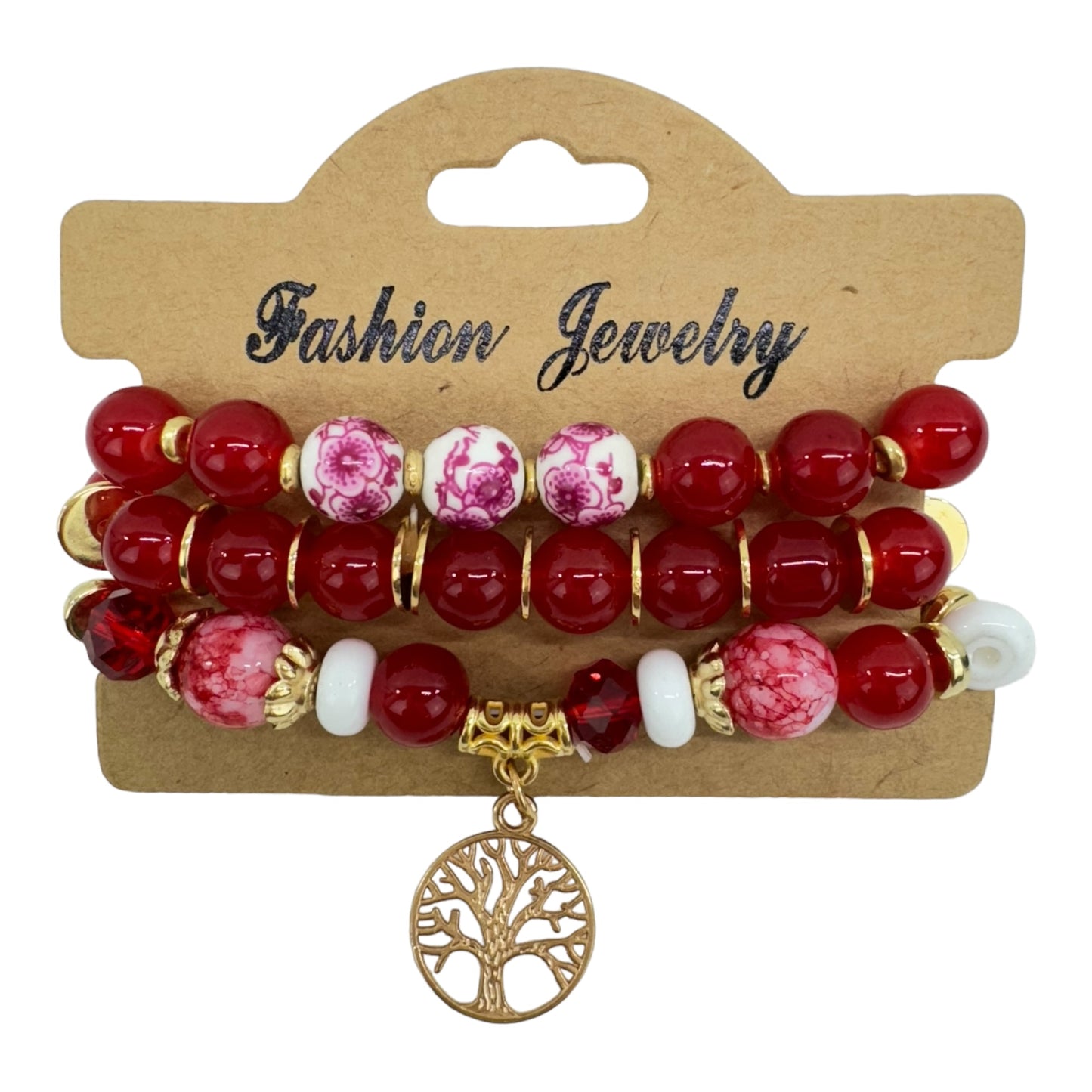 Natural Stone the Tree of Life Charm Bracelet Set BR4228-11 (12PC)