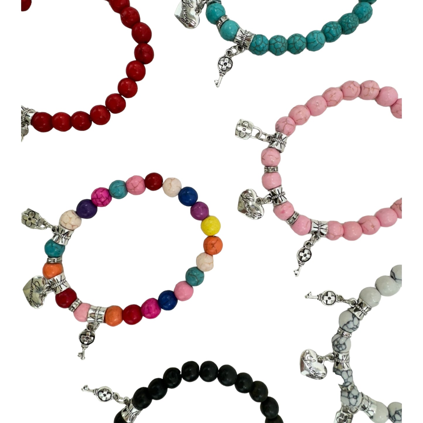 Natural Stone Multi Charm Bracelet BR4226-2 (12PC)