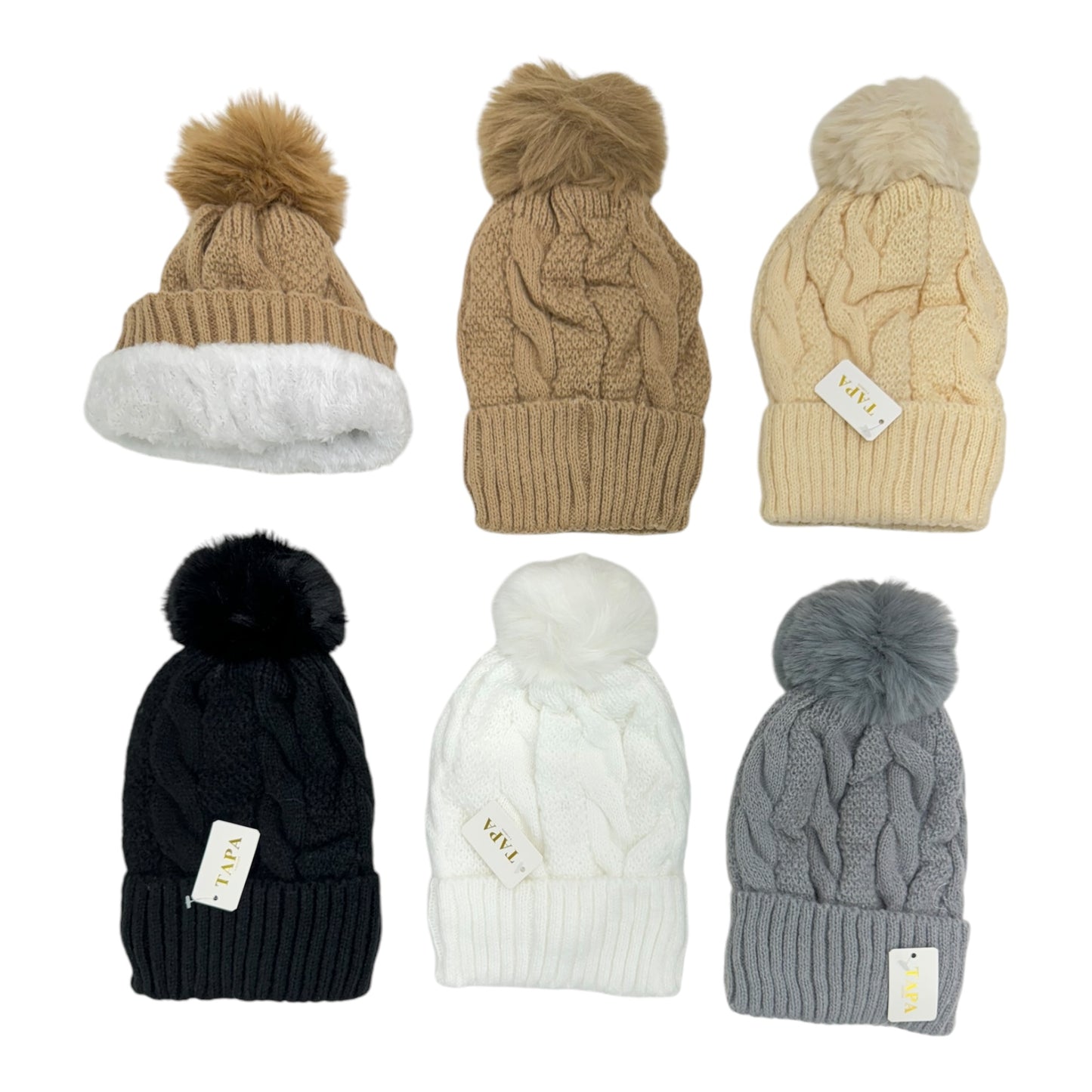 Pom Pom Knitted Beanie SS4717-21. (12PC)