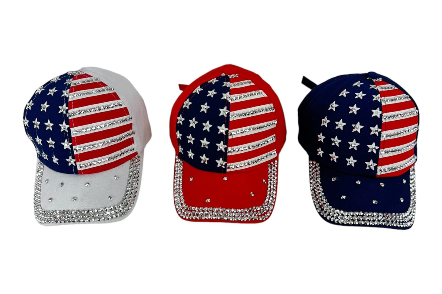 American Flag Rhinestone Studded CAP HA4418-1 (12PC)
