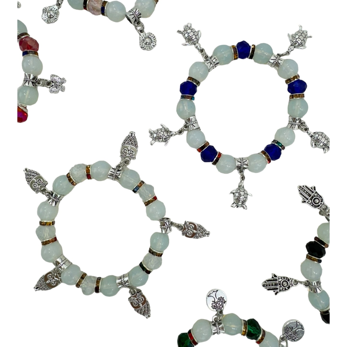 Natural Stone Multi Charm Bracelet BR4226-1 (12PC)