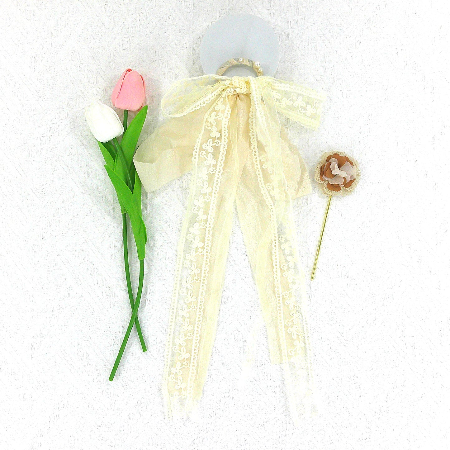 Lace Bow Flower Hair Stick RB4318-7 (10PC)