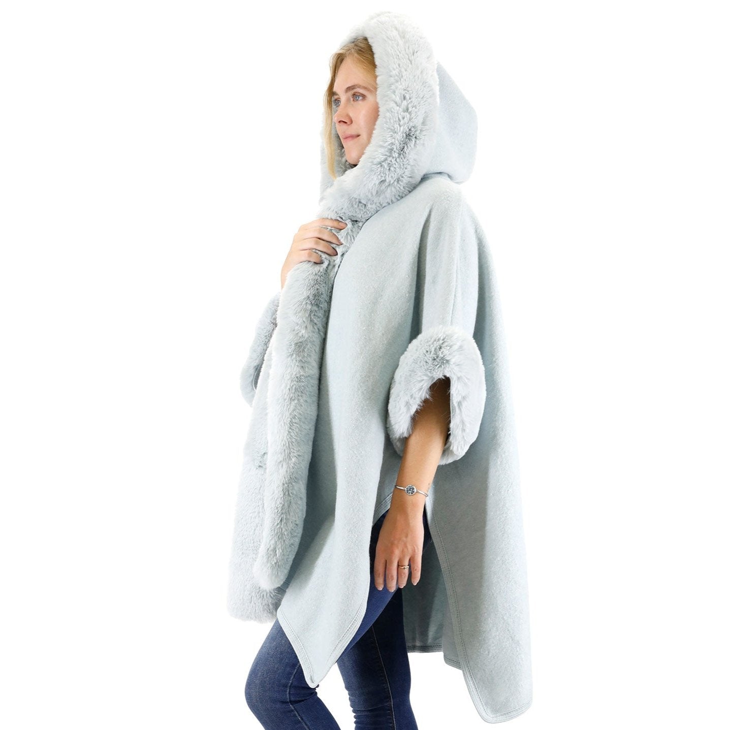 Fur Hoodie Shawl P183 (3PC)