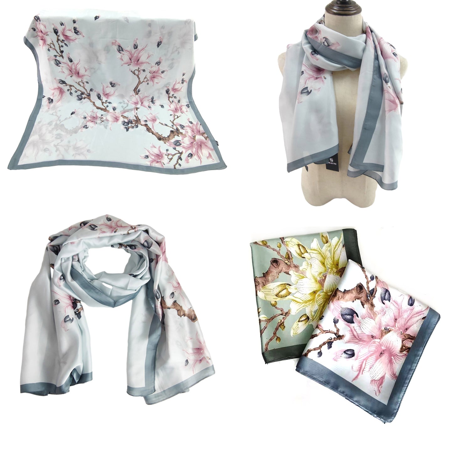 Silky Scarf Flower Pattern SF1022-3 (12PC)