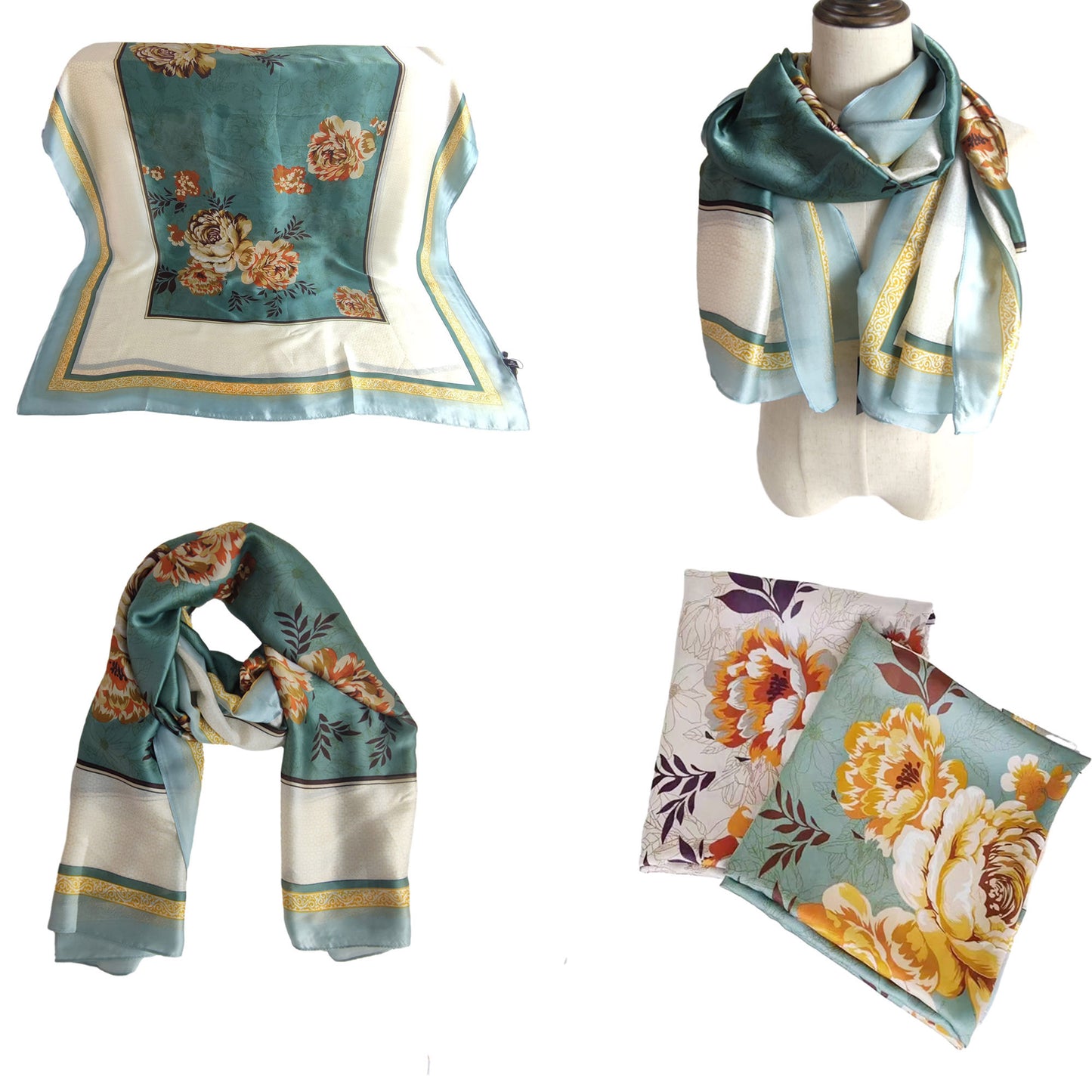 Silky Scarf Flower Pattern SF1022-9 (12PC)
