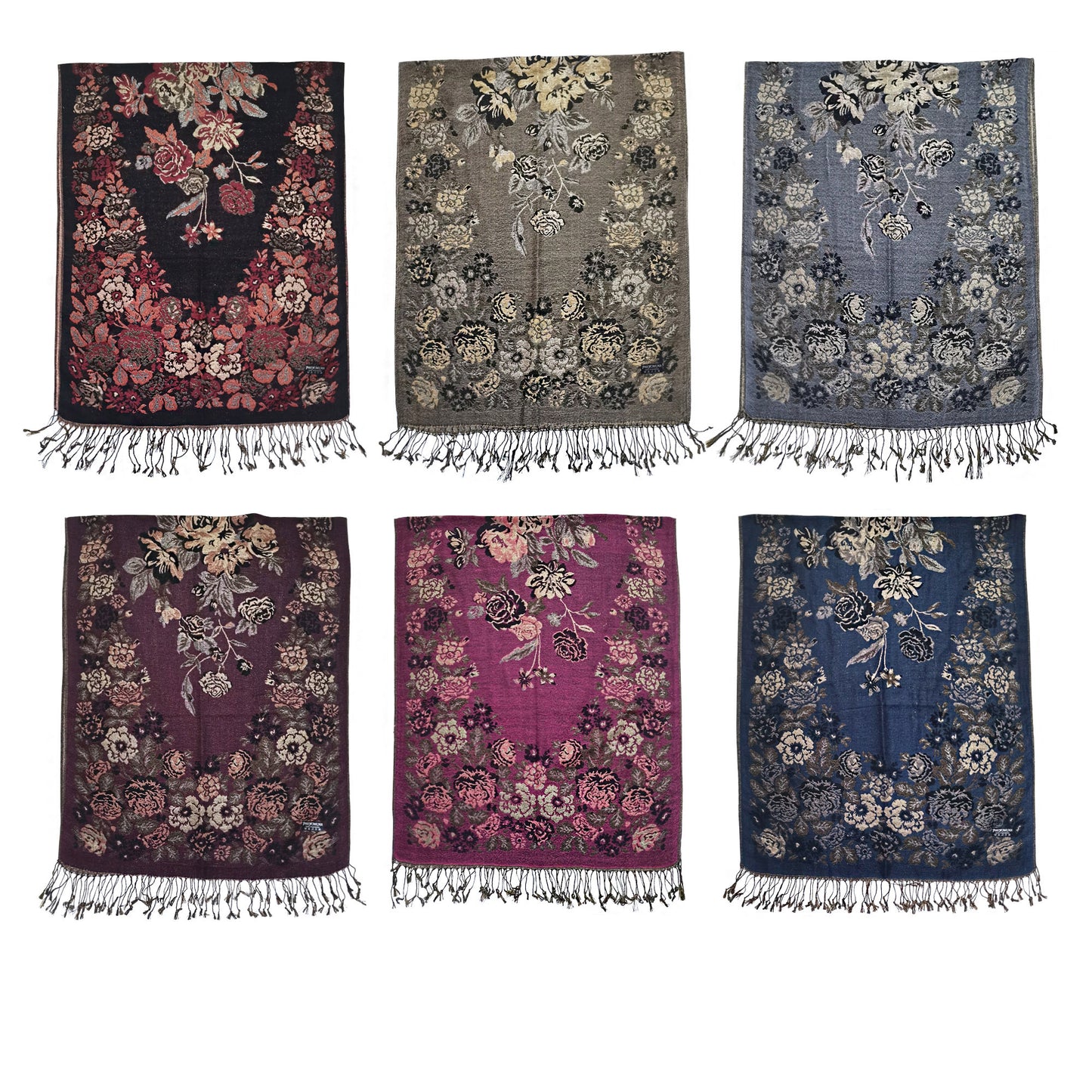 Metallic Pashmina Flower Pattern SCF31105-53 (12PC)