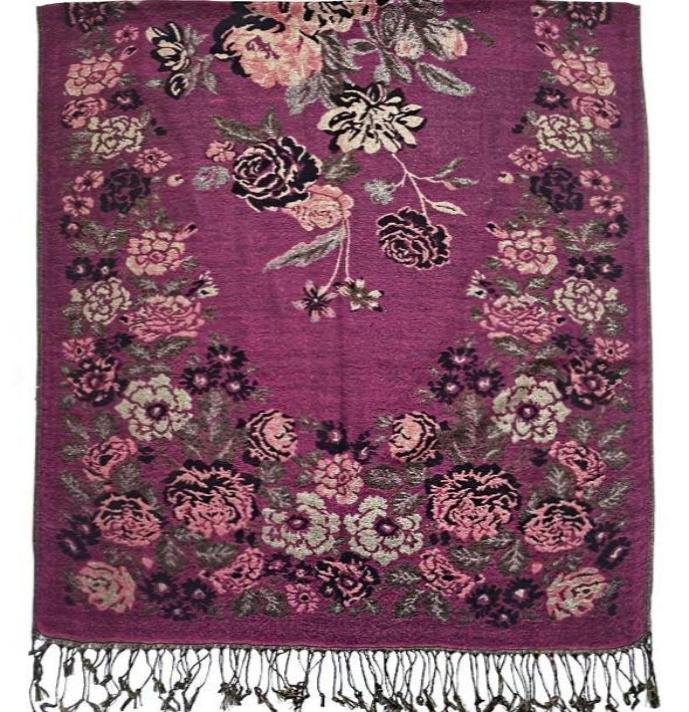 Metallic Pashmina Flower Pattern SCF31105-53 (12PC)