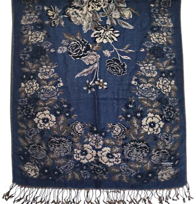 Metallic Pashmina Flower Pattern SCF31105-53 (12PC)