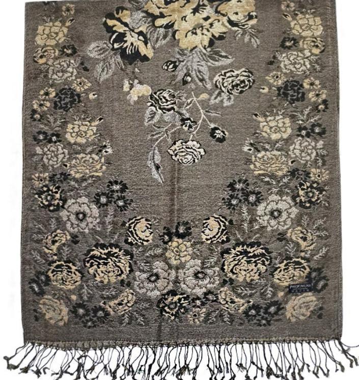 Metallic Pashmina Flower Pattern SCF31105-53 (12PC)