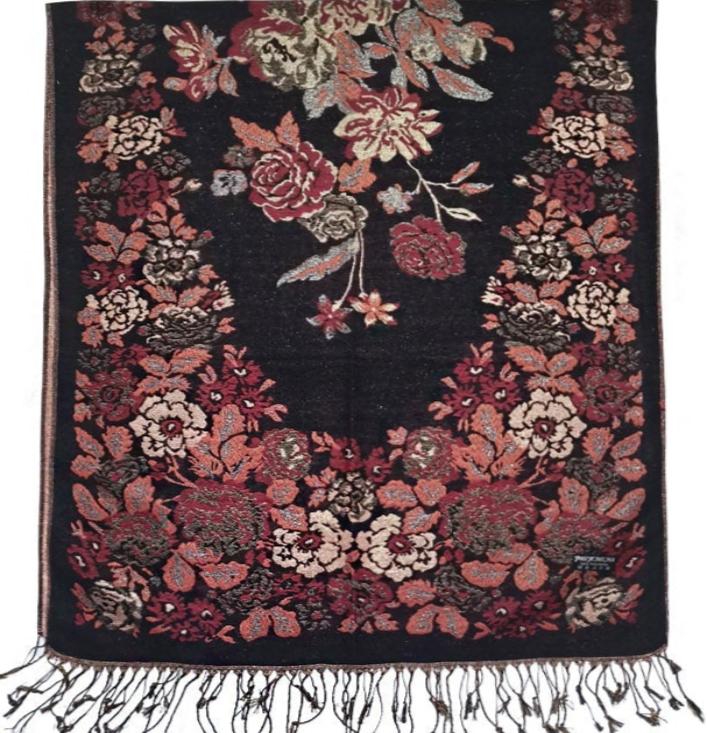 Metallic Pashmina Flower Pattern SCF31105-53 (12PC)
