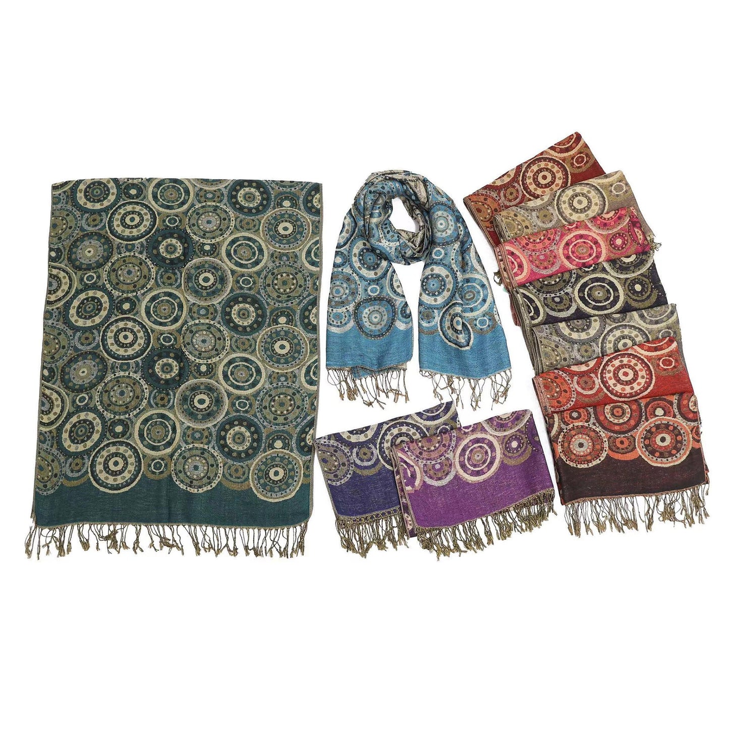 Metallic Pashmina Circle Pattern SCF3719-35 (12PC)