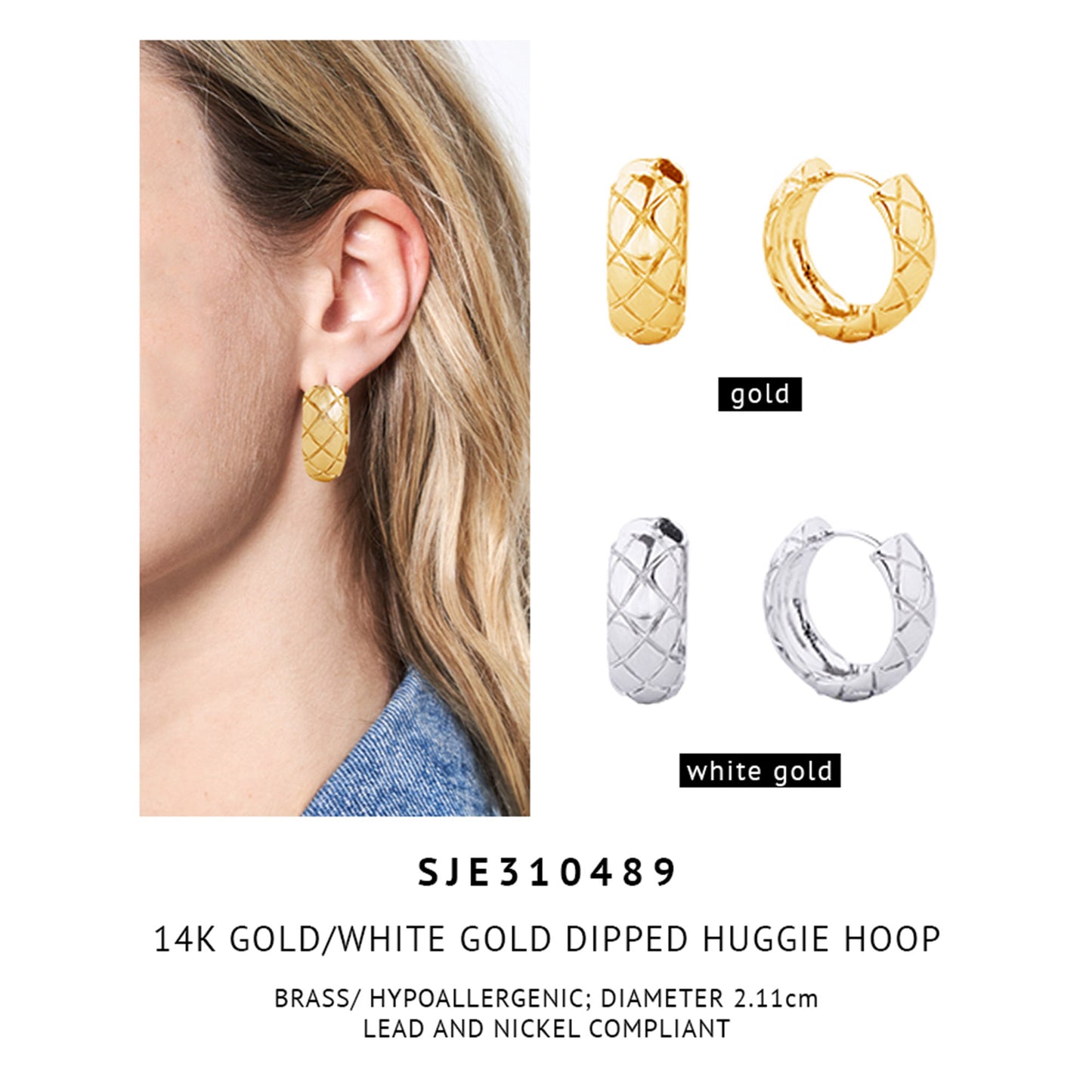 14k Gold Dipped Huggie Hoop Earring SJE310489 (6PC)