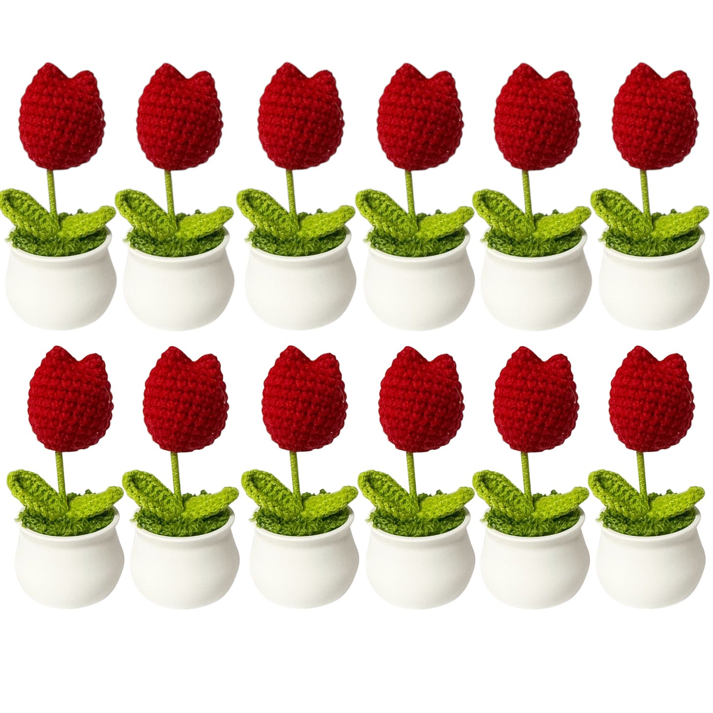 Tulip Crochet Flower Pot Red SS111-18 (12PC)