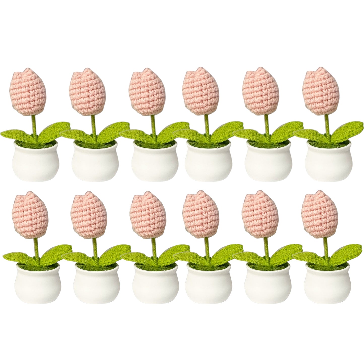 Tulip Crochet Flower Pot Pink SS111-19 (12PC)