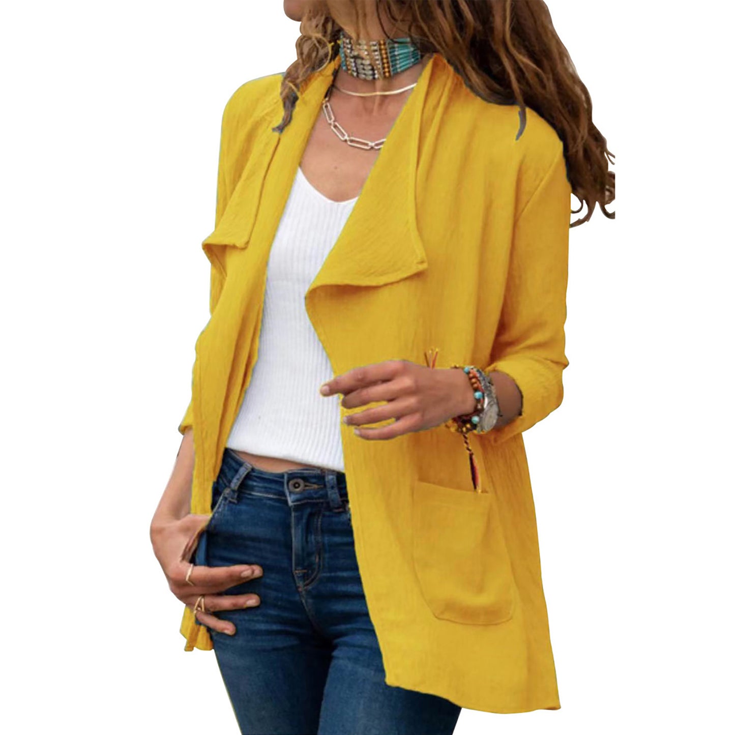 Solid Color Pocket Cardigan SS21013-50 (8PC)