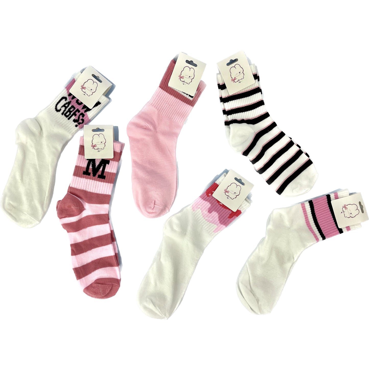 Women's Cute Pink Pattern Socks SS3316-2 (12PC)