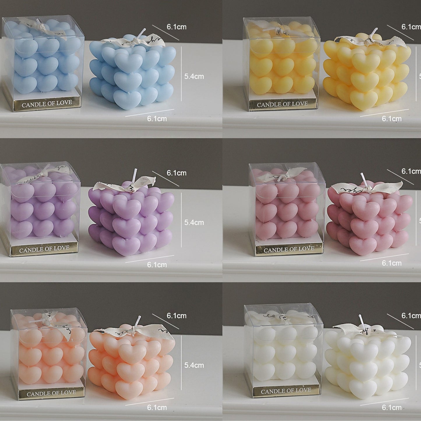 Heart Cube Scented Candle SS41106-19. (12PC)