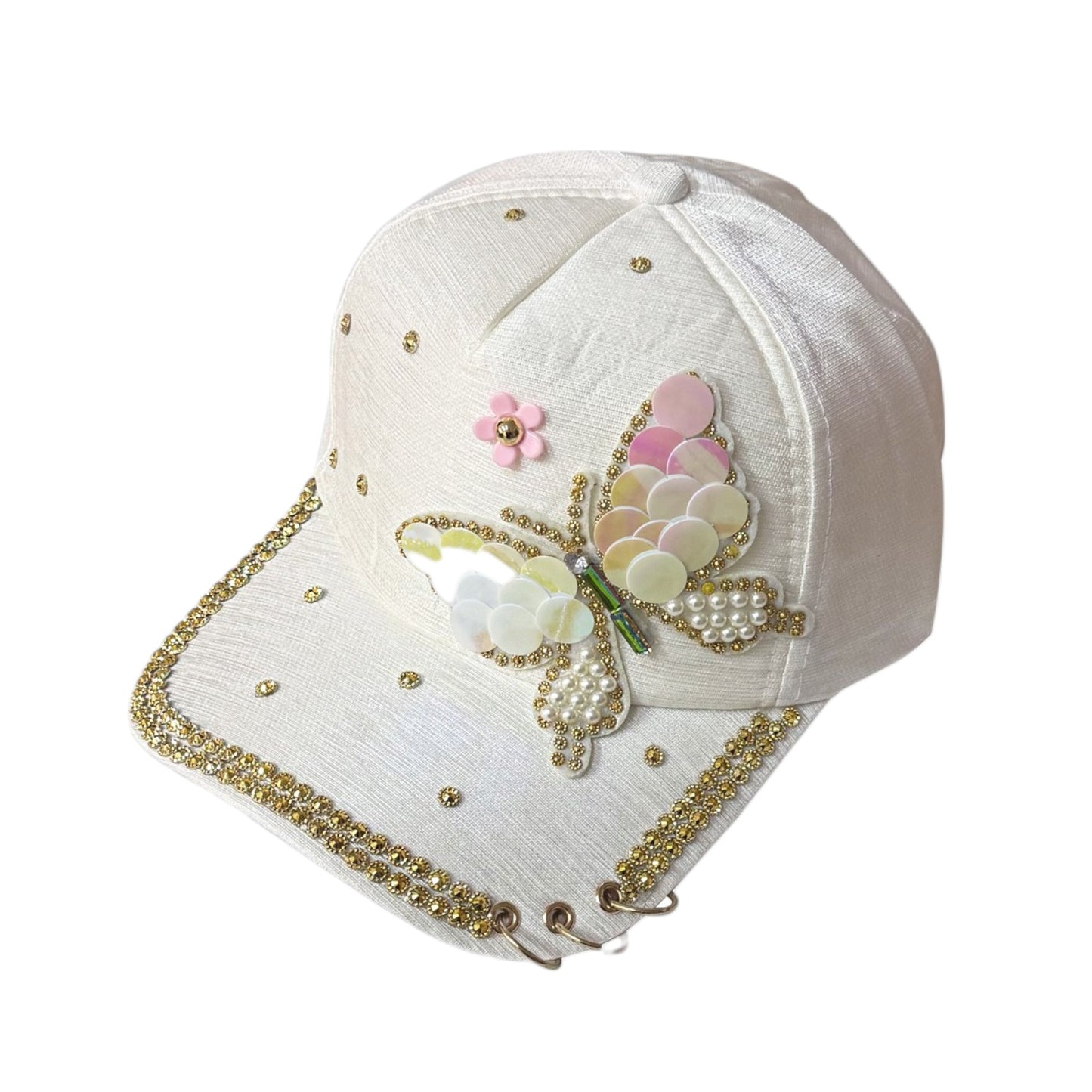 Bling Rhinestone Gold Butterfly Baseball Cap SS41128-12 (12PC)