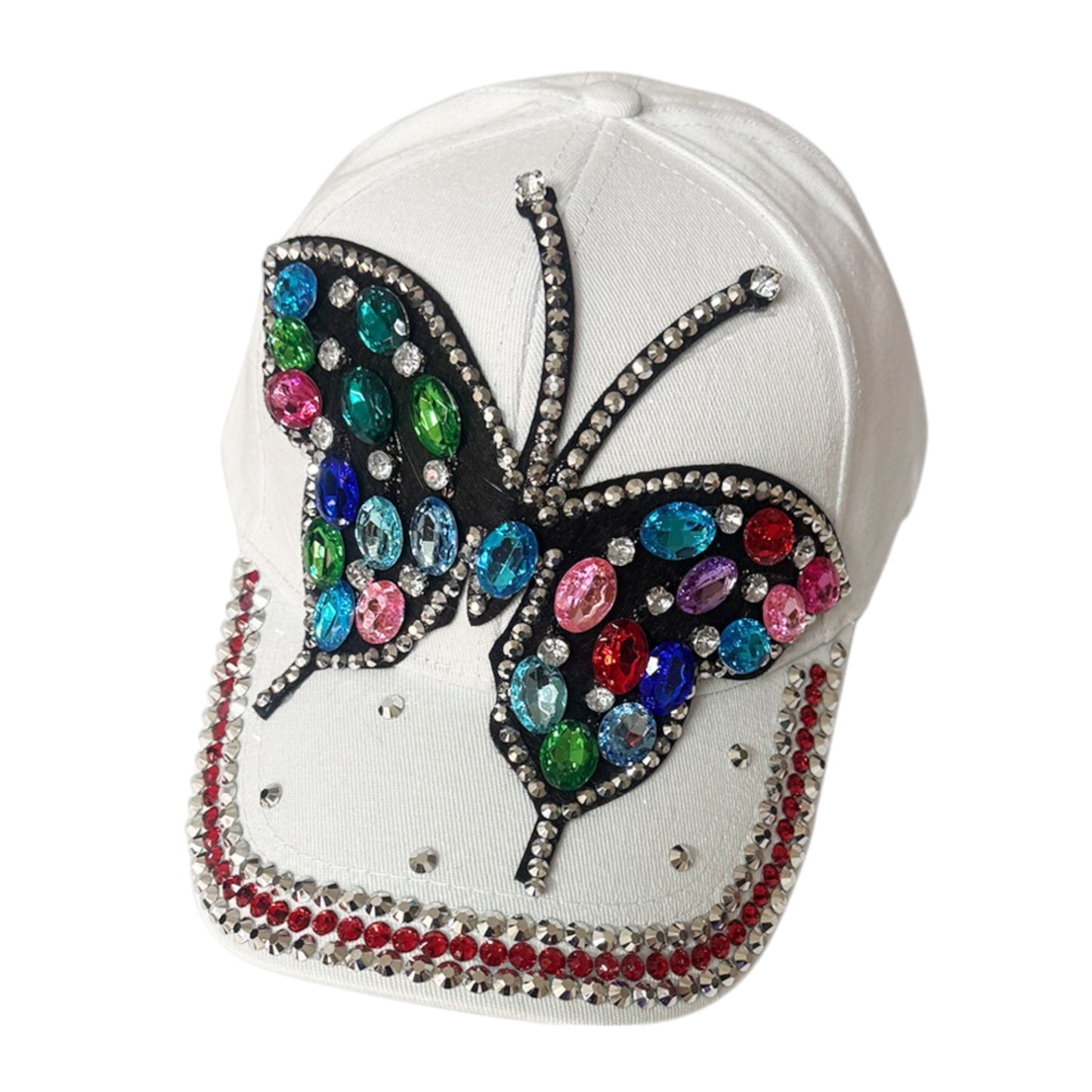 Bling Rhinestone Rainbow Butterfly Baseball Cap SS41128-13 (12PC)