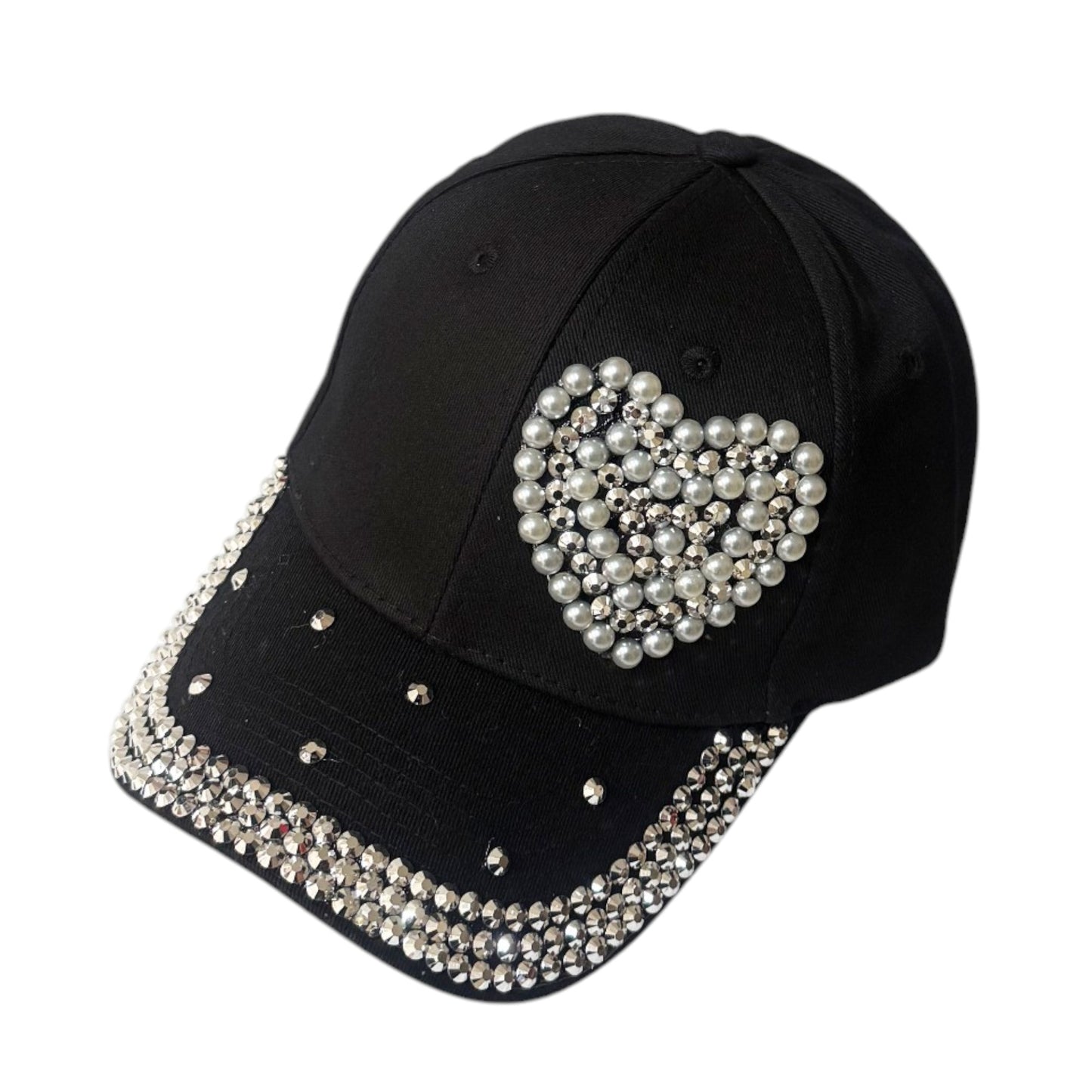 Bling Rhinestone Pearl Heart Baseball Cap SS41128-14 (12PC)