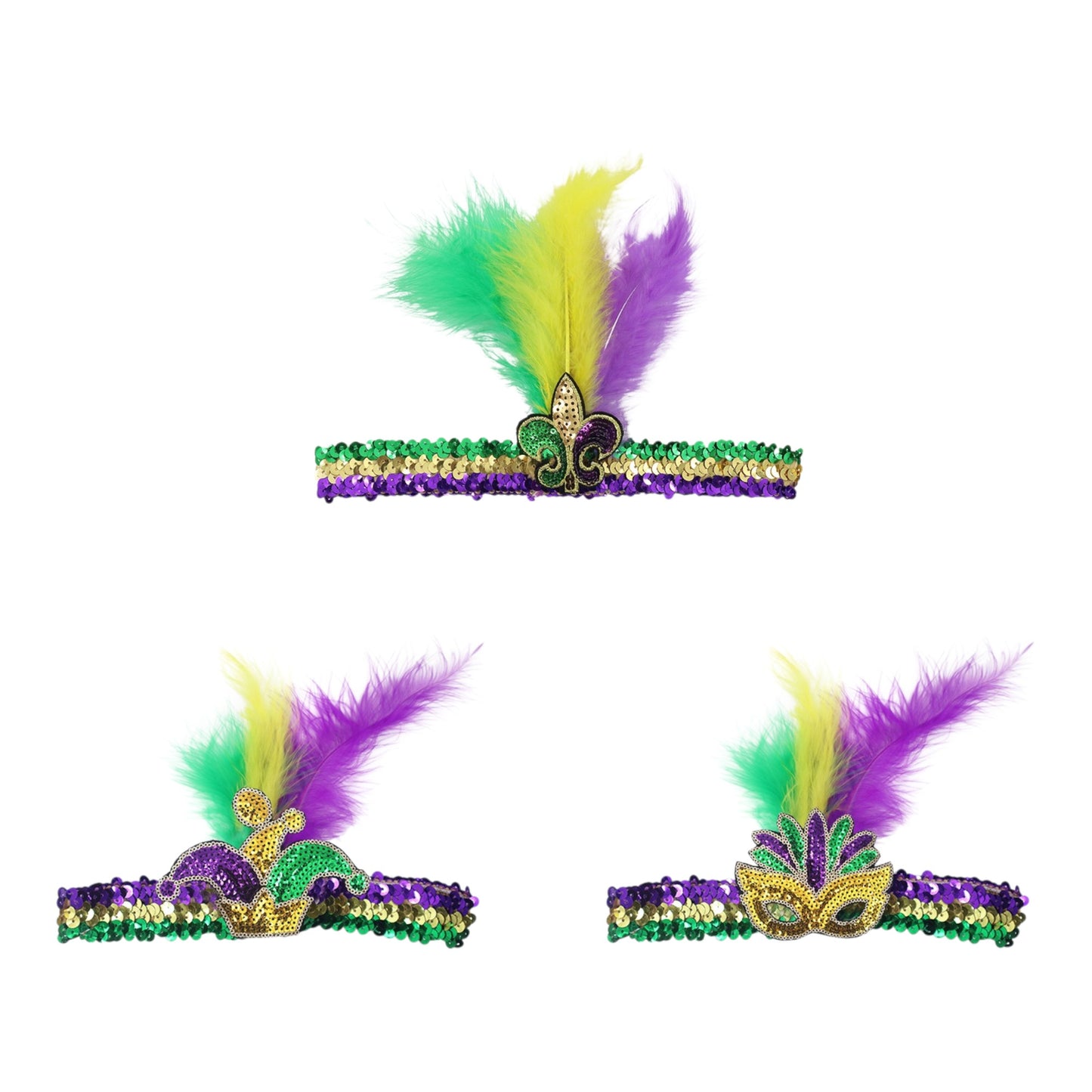 Mardi Gras Feather Headband SS51109-1 (12PC)