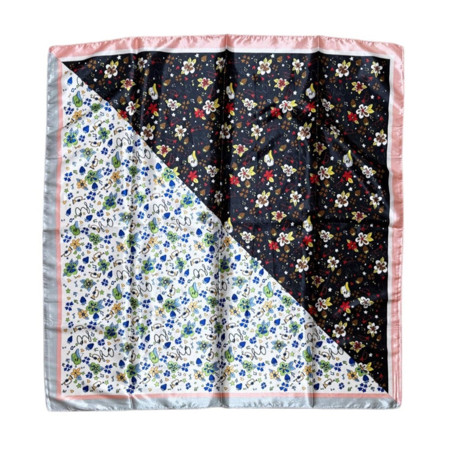 Satin Scarf 2 Tone Floral Pattern ST5307-13. (12PC)