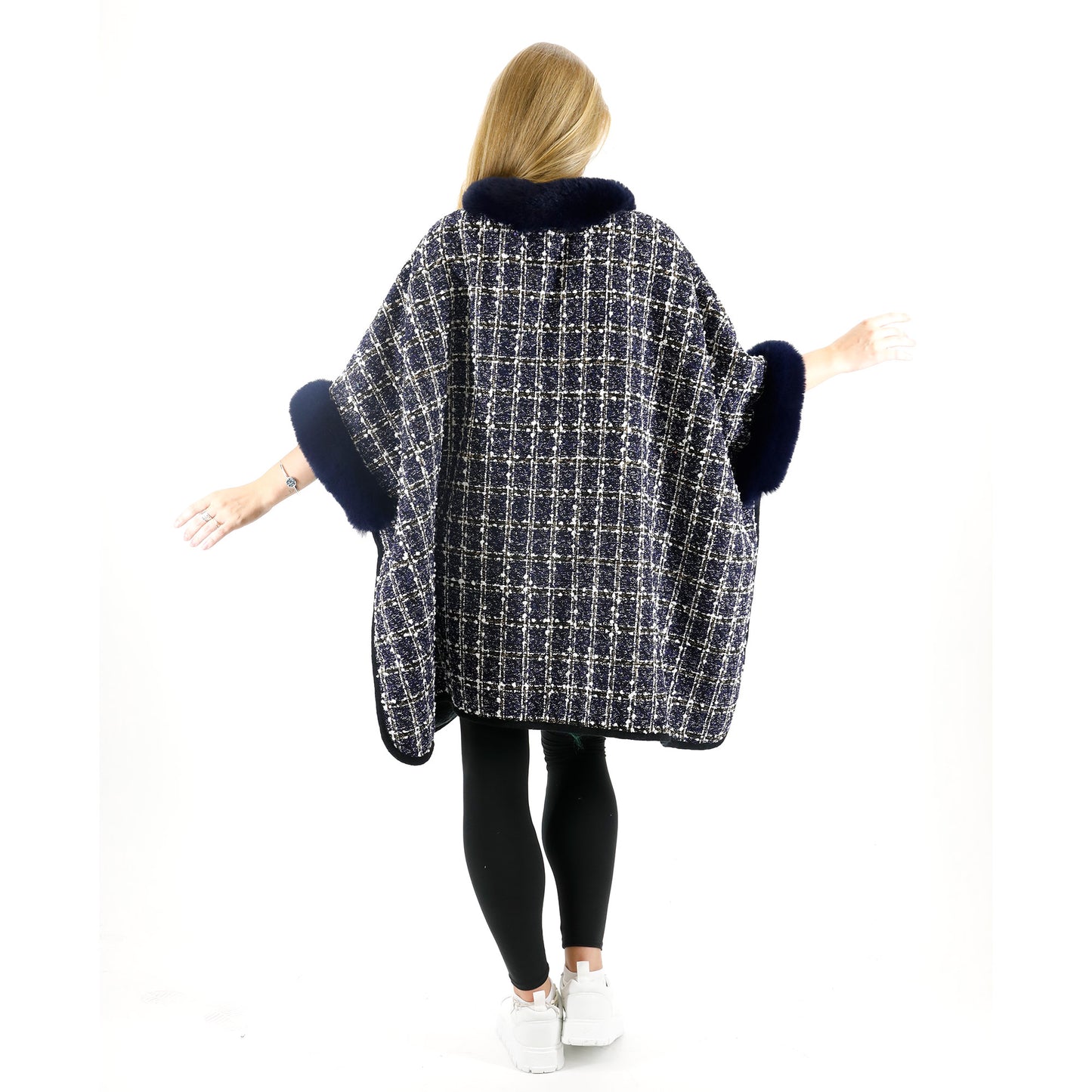 Check Pattern Fur Shawl SW3720-1 (2PC)