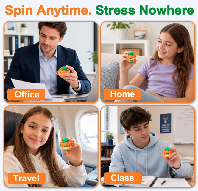 Press to Spin Fidget Spinner HelixCore Rotating Stress Ball Fidget Toy Y845 (24PC)