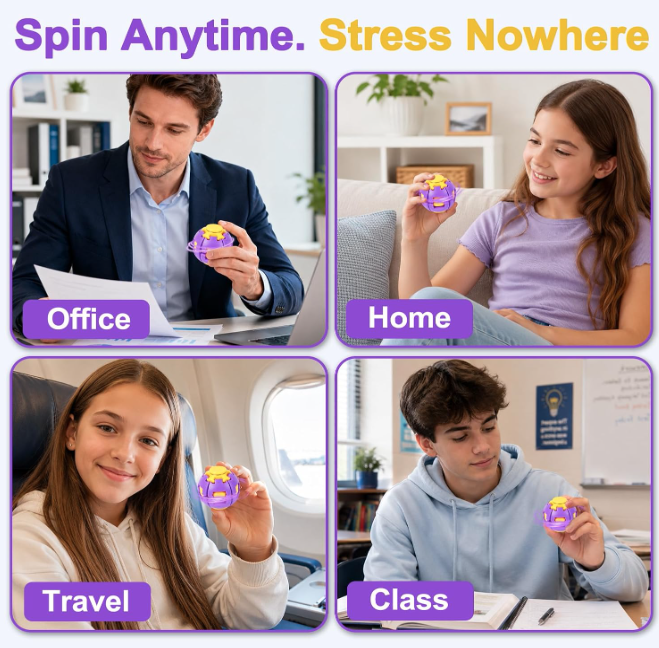 Press to Spin Fidget Spinner HelixCore Rotating Stress Ball Fidget Toy SS617-1! (12PC)