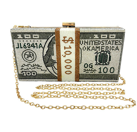Dollar Graphic Rhinestone Evening Bag. FB7246 (2pc)
