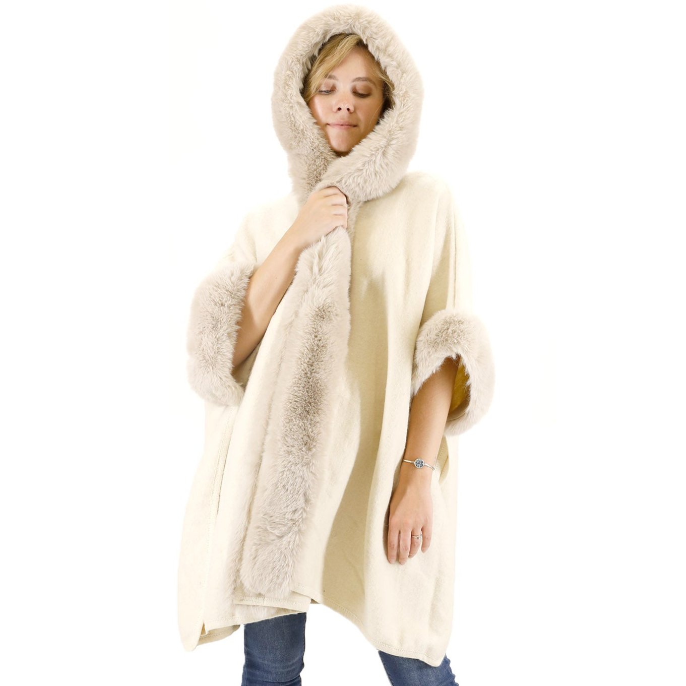 Fur Hoodie Shawl P183 (3PC)