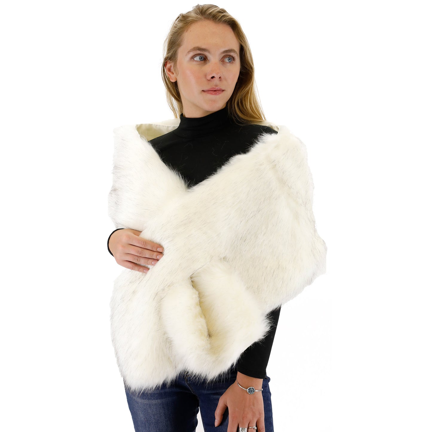 FAUX FUR SHAWL WIDE P373 (3PC)