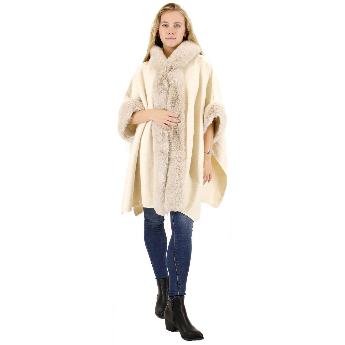 Fur Hoodie Shawl P183 (3PC)