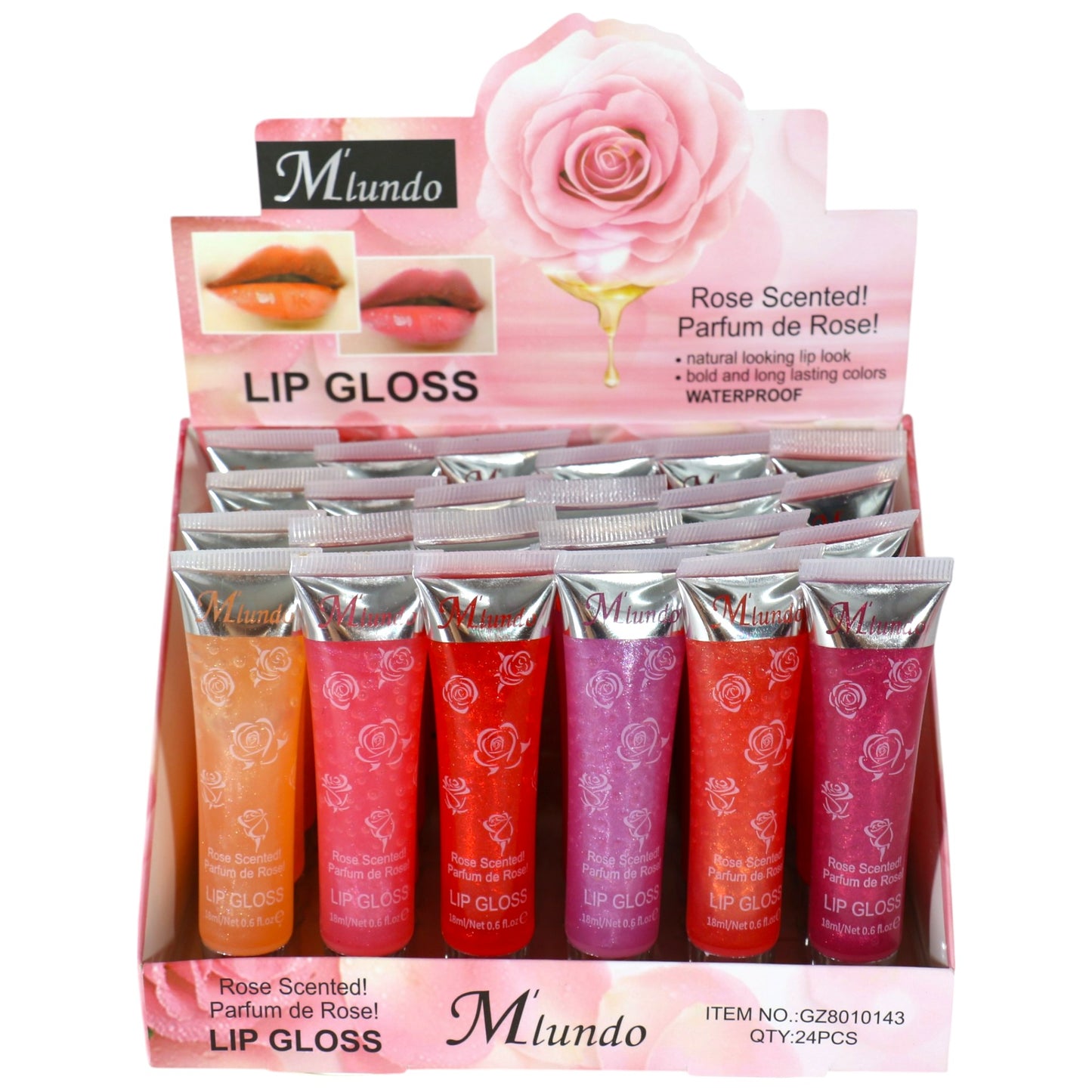 Miundo Rose Scented Lip Gloss GZ8010143 .(24PC)