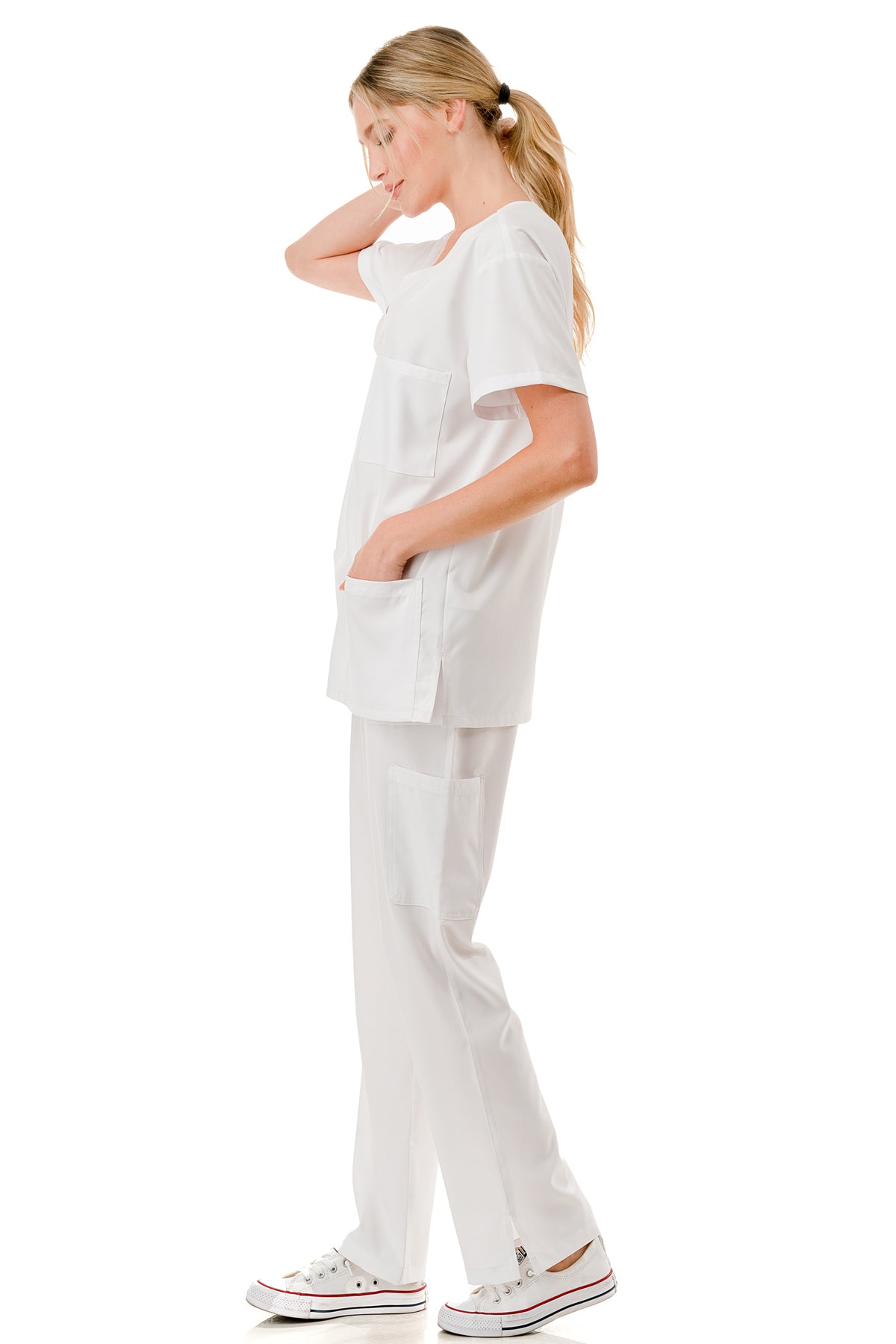 WOMEN'S SCRUBS MEDICAL NURSING UNIFORM SET UN0147WH (MIN 2 SET)