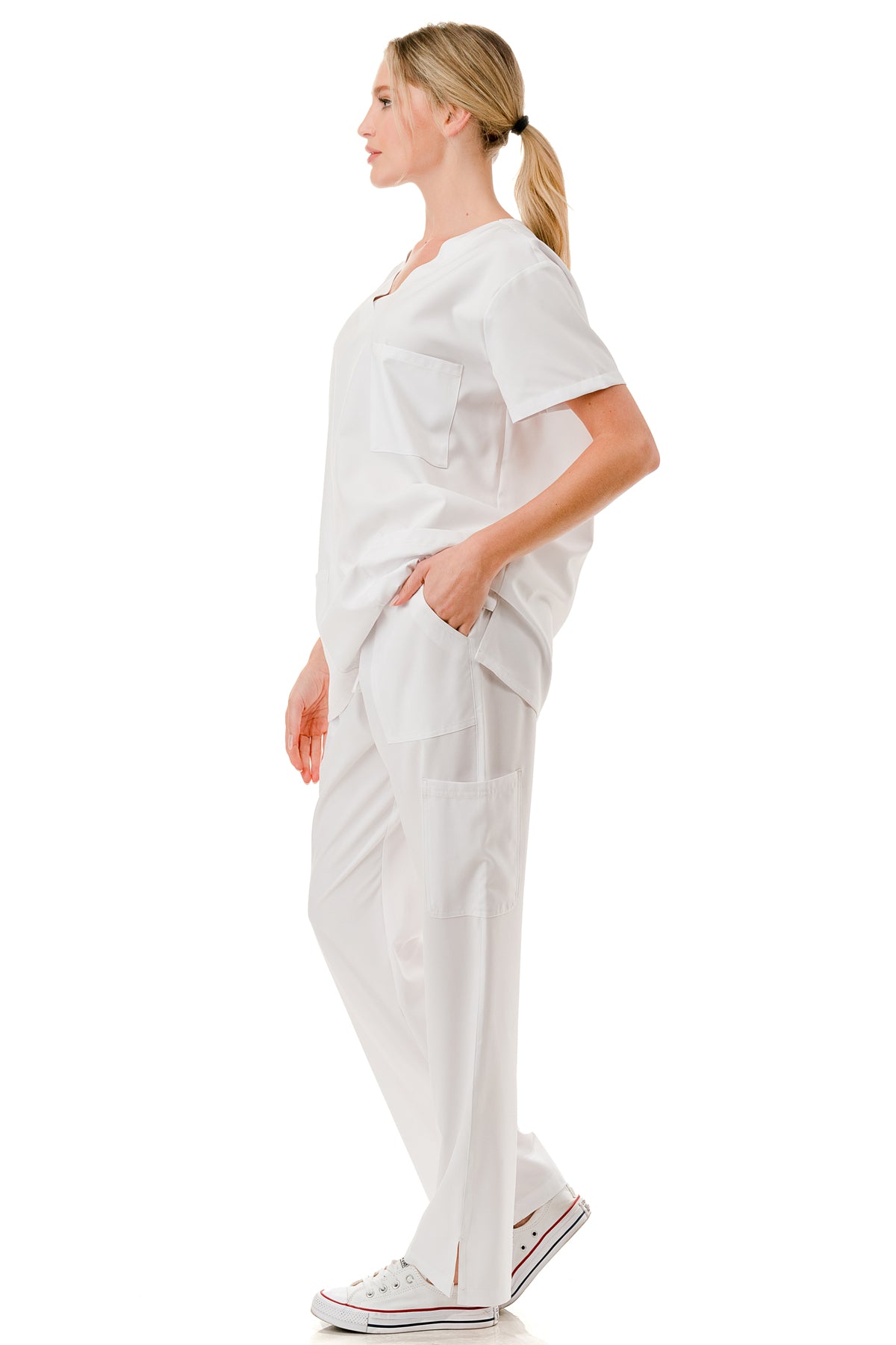 WOMEN'S SCRUBS MEDICAL NURSING UNIFORM SET UN0147WH (MIN 2 SET)