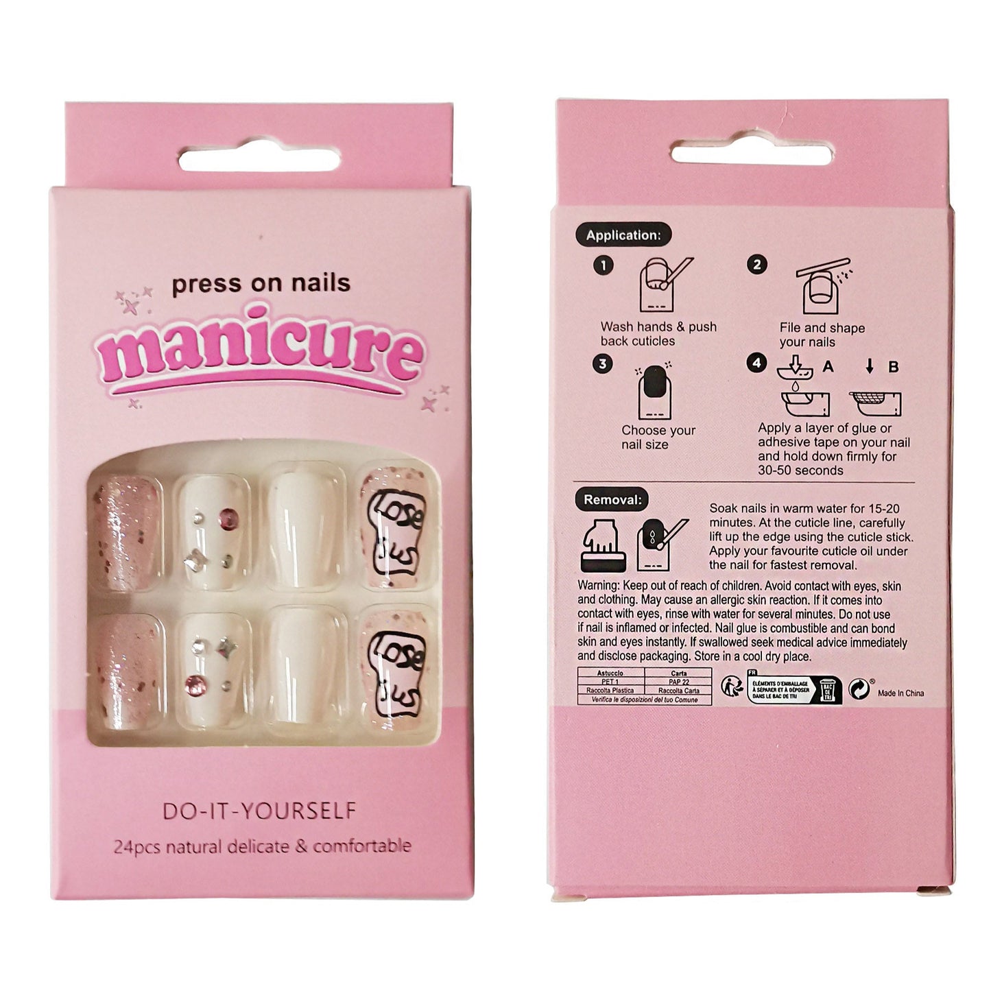 Multi Design Ballerina Fake Nail Set Z769 (12PC)